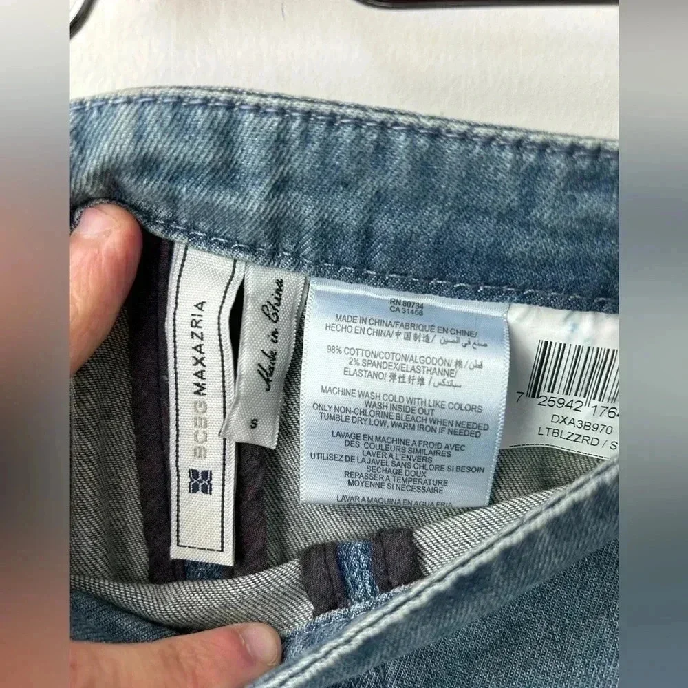 BCBGMAXAZRIA Y2K Panel Denim Maxi Skirt Stretch Waist Sculpted A-Line S/M - Picture 7 of 11